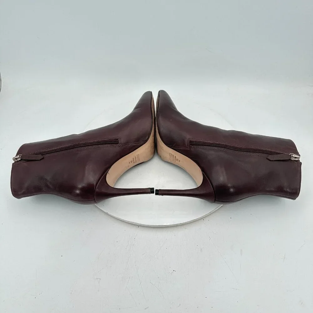 Schutz Women Size 9B Dark Brown Leather Side Zip Pointed Toe Ankle Heel Boot - Picture 6 of 11